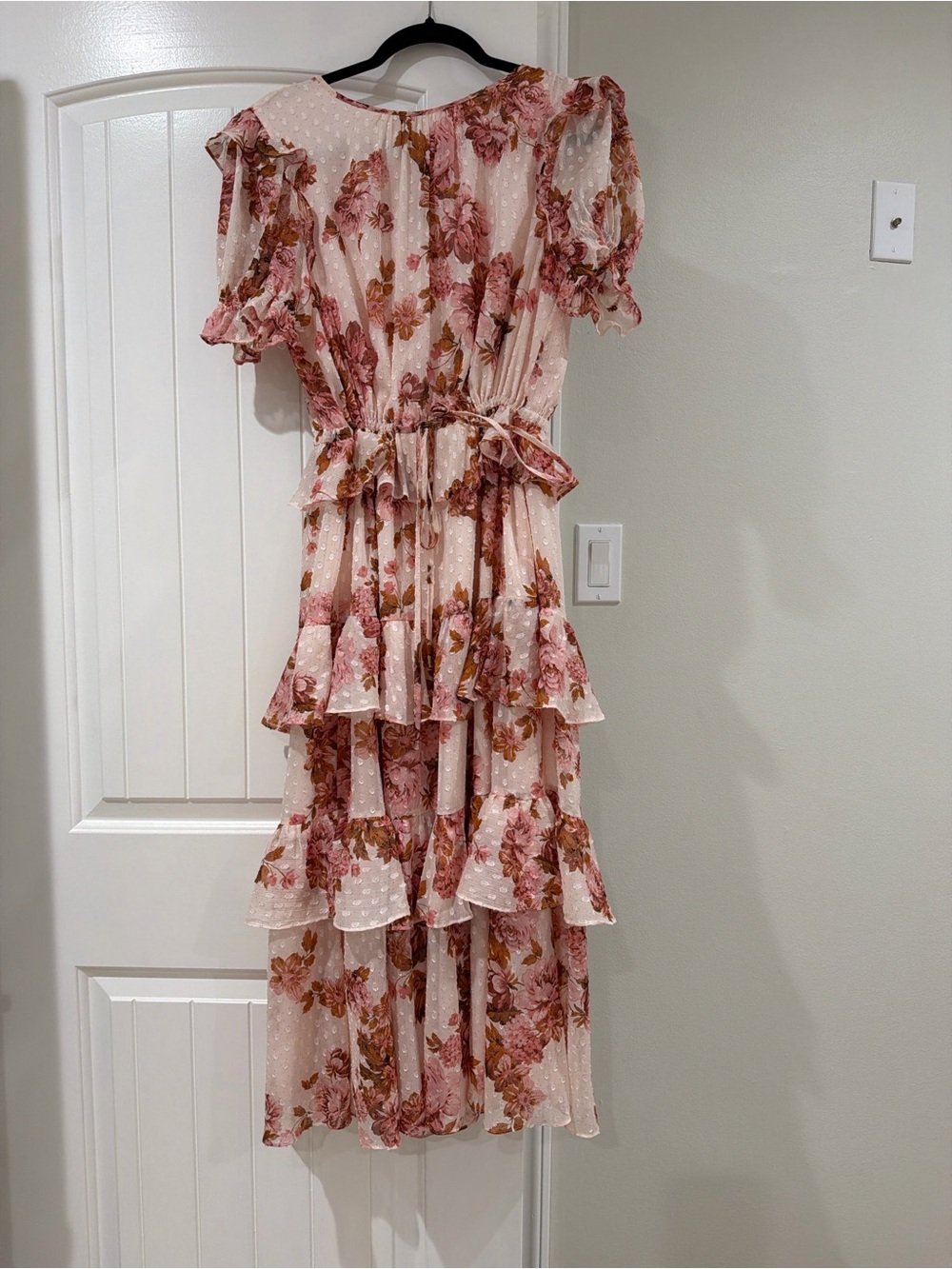 Rachel Parcell Blush Pink Floral Tiered Maxi Dress
